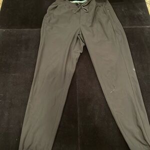 Birddog black joggers, size L, drawstring w/pockets, minor flaw under left knee